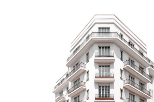 Corner of a modern white apartment building