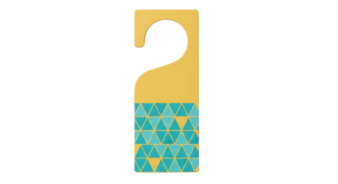Isolated yellow room service do not disturb sign with geometric triangles pattern decor
