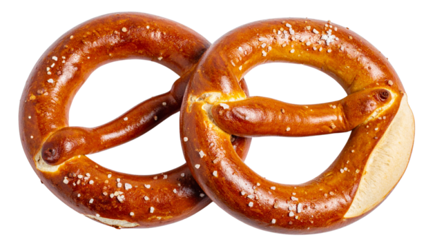 Two Salted Pretzels in Different Styles – isolated on transparent background