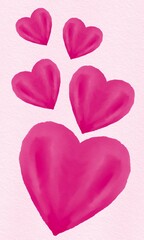 Abstract Pink Watercolor Heart Love Clipart Valentine Shape Element Decoration