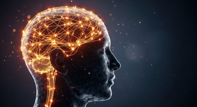 Exploring the intricacies of the human brain with glowing neural connections