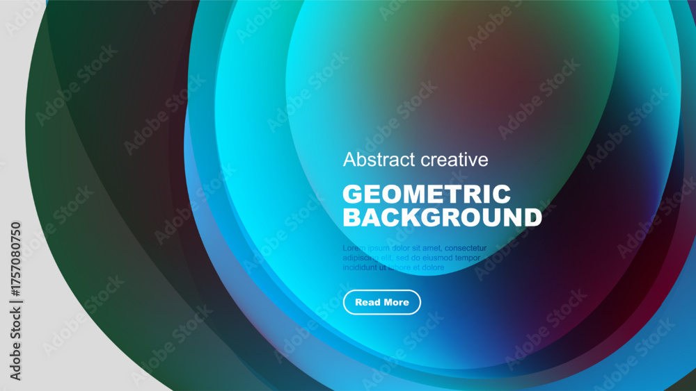 Wall mural Abstract circles overlap, creating vibrant color gradients. Text promotes further exploration. Modern design elements present.
