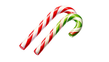 Two Candy Canes in Classic Christmas Colors – isolated on transparent background