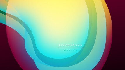 Abstract colorful layers create dynamic visual effect. Smooth gradients blend yellow, teal, purple hues. Modern design element for backgrounds.