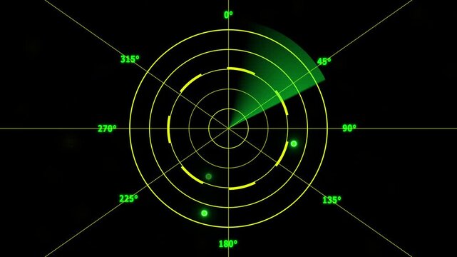 Military Radar Display: Airplane and Ship Navigation HUD, Realistic Ping Effects, Multiple Targets Detection, Flight Tracking, Advanced Scan Visualization.