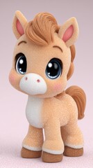 Naklejka premium Adorable Cartoon Foal with Sparkly Coat and Large Blue Eyes