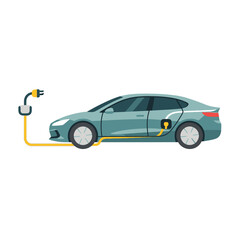 Electric Car Charging - Sustainable Transportation and Eco-Friendly Vehicle Illustration.