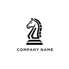 Elegant Black and White Chess Knight Logo Design for Strategic Branding.