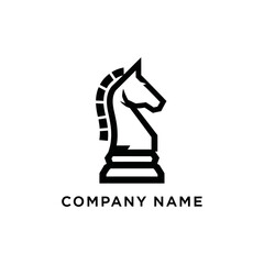 Elegant Black and White Chess Knight Logo Design for Strategic Branding.