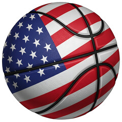 American flag basketball close up high quality sports photography dynamic patriotic design isolated on transparent background