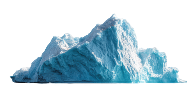 A massive iceberg floats on the water