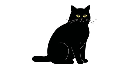 Obraz premium Adorable black cat sitting and looking alert with wide eyes expressing curiosity and playfulness in studio portrait isolated on white background