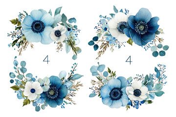 Two floral wreaths in shades of blue and white