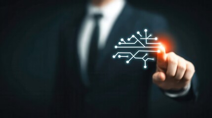 Fototapeta premium futuristic ai assisting leaders in making complex organizational decisions with transparent data streams