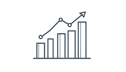 Simple line illustration of financial growth; bars and rising line