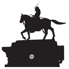 伊達政宗公　銅像シルエット Date Msamune bronze statue