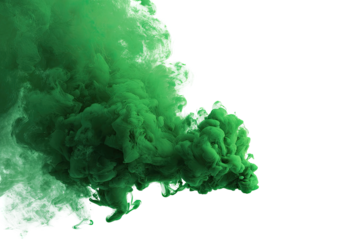 Emerald green smoke cloud against a stark black background