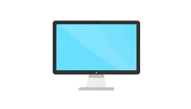 Simple graphic of a modern, flat computer monitor with a blue screen