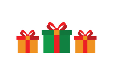 Vector art of three festive gift boxes with red bows