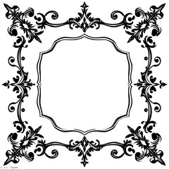 ornate black and white decorative frame with baroque and victorian elements