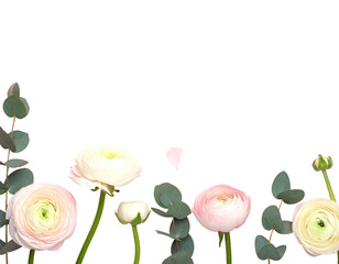 A simple arrangement of pale pink and white flowers and greenery against a dark backdrop