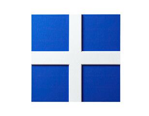 Obraz premium A square with a blue background and a bold, white cross intersecting at the center