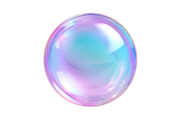 Spherical, iridescent bubble on stark black background