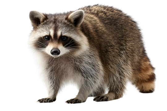 Cute raccoon portrait featuring adorable face and fluffy fur making it a captivating wildlife image perfect for animal lovers stock photo featuring expressive gaze and