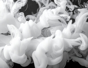 White waves of smoke abstract on a black background