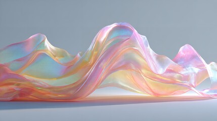Ethereal silk scarf dances in iridescent light embodying dreams and fluidity creating a peaceful and calming abstract