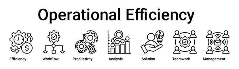 Operational Efficiency banner web icon vector illustration concept for business with icon of Efficiency, Workflow, Productivity, Analysis, Solution, Teamwork.