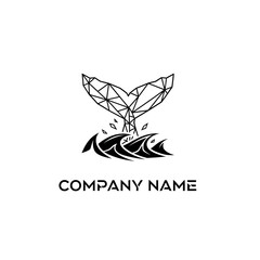 Geometric Whale Tail Logo Design with Ocean Waves and Modern Aesthetic.