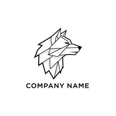 Geometric Wolf Head Logo Design with Sharp Lines and Modern Aesthetic.