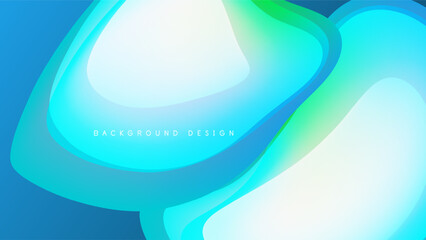 Abstract fluid shapes, vibrant blues, greens, whites blend. Dynamic composition, smooth gradients create modern visual effect.