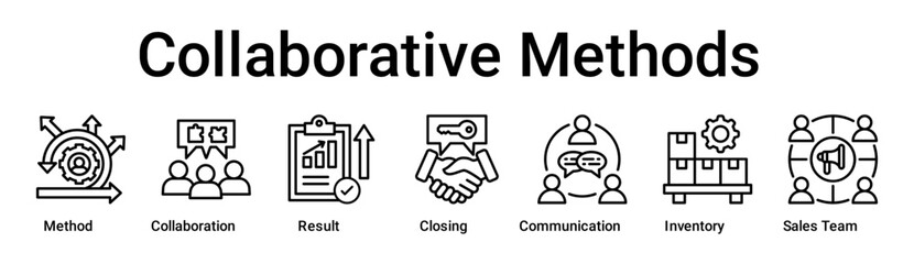 Collaborative Methods banner web icon vector illustration concept for business with icon of Method, Collaboration, Result, Closing, Communication, Inventory, Sales .