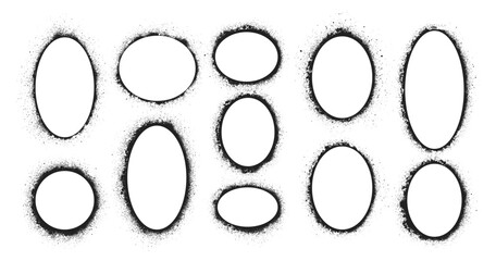 Spray paint circle frame set. Graffiti circles with empty space for your design. Vector EPS 10