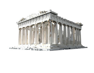 Obraz premium Rendered depiction of a classical, ancient Greek temple with fluted columns and triangular pediment