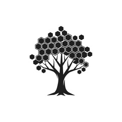 Honeycomb Tree Silhouette - A Fusion of Nature and Geometric Design.
