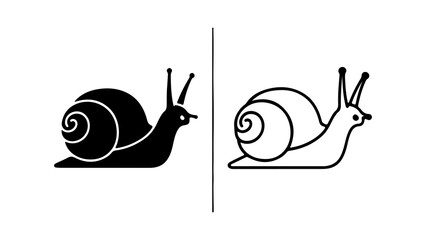 Snail outline and solid shapes with transparent background © Galih