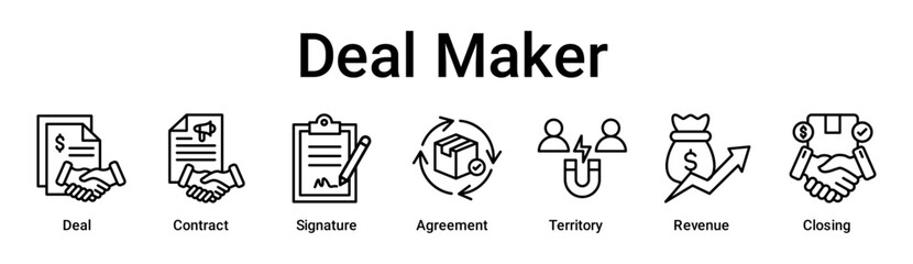 Deal Maker banner web icon vector illustration concept for business with icon of Deal, Contract, Signature, Agreement, Territory, Revenue.