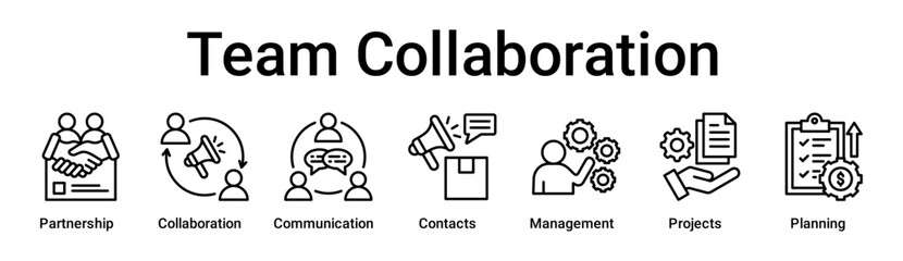 Team Collaboration banner web icon vector illustration concept for business with icon of Partnership, Collaboration, Communication, Contacts, Management, Projects.