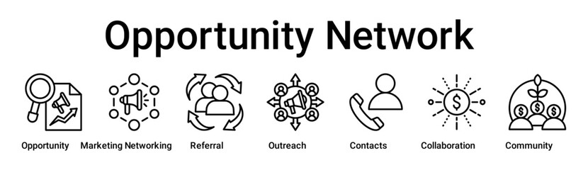 Opportunity Network banner web icon vector illustration concept for business with icon of Opportunity, Marketing Networking, Referral, Outreach, Contacts, Collaboration.