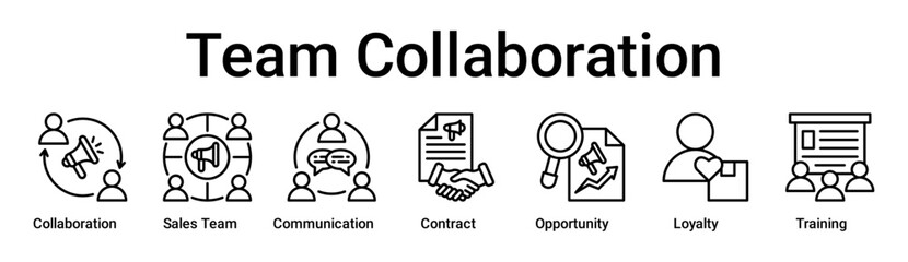 Team Collaboration banner web icon vector illustration concept for business with icon of Collaboration, Sales Team, Communication, Contract, Opportunity, Loyalty.