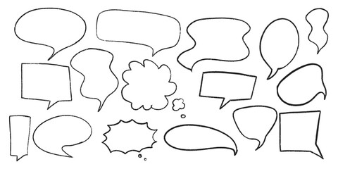 Obraz premium Hand drawn crayon speech bubbles set. Brushstroke texture comic bubbles. Vector EPS 10