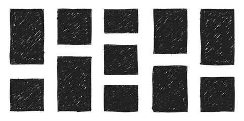 Hand drawn crayon rectangles set. Brushstroke texture rectangle frames. Vector EPS 10