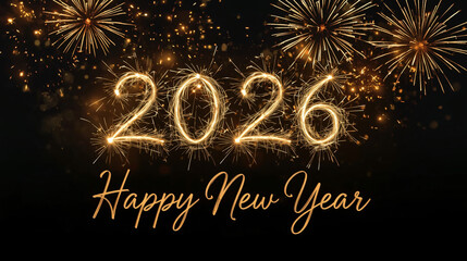 Sparkling 2026 happy new year fireworks display