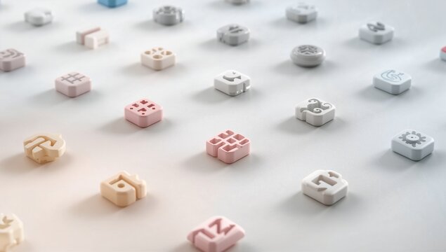 Innovative pastel icons on minimalist background for modern tech startups and creative businesses needing a touch of playful sophistication and brand identity