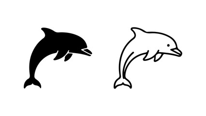 Obraz premium Dolphin silhouette and outline with transparent background