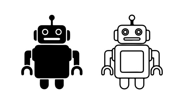 Robot icon set with transparent background