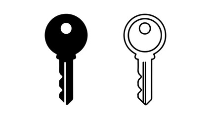 Key icons with outline and solid fill with transparent background